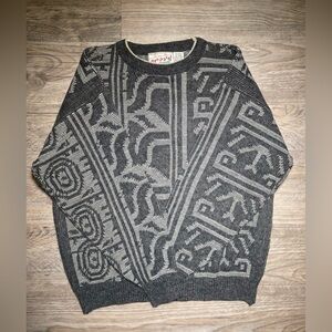 VINTAGE IN PRIVATE Men's Gray Patterned Sweater SZ: XL